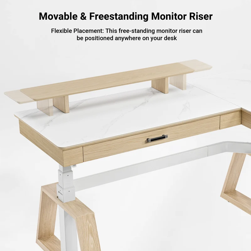 Ark Pro L-Shaped Standing Desk (Sintered Stone, 63"x23")