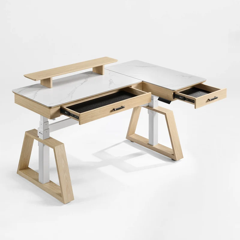 Ark Pro L-Shaped Standing Desk (Sintered Stone, 63"x23")