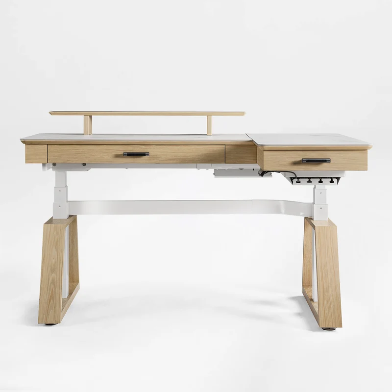 Ark Pro L-Shaped Standing Desk (Sintered Stone, 63"x23")