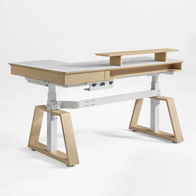 Ark Pro L-Shaped Standing Desk (Sintered Stone, 63"x23")