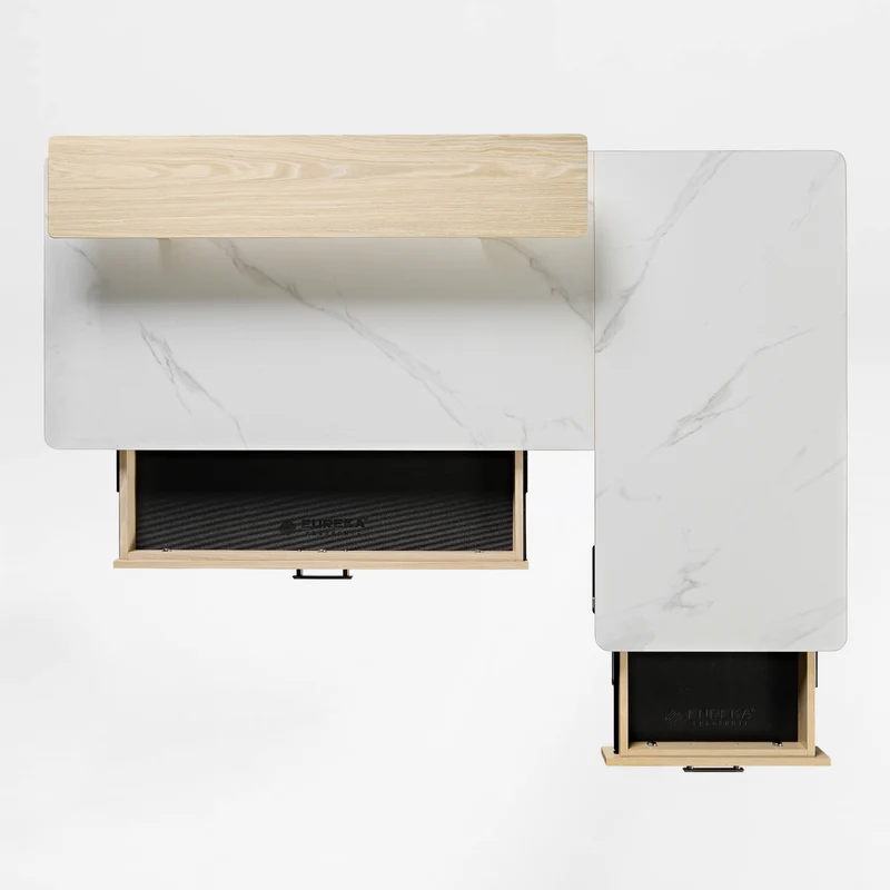 Ark Pro L-Shaped Standing Desk (Sintered Stone, 63"x23")