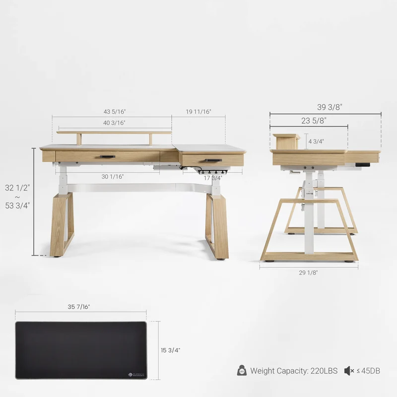 Ark Pro L-Shaped Standing Desk (Sintered Stone, 63"x23")