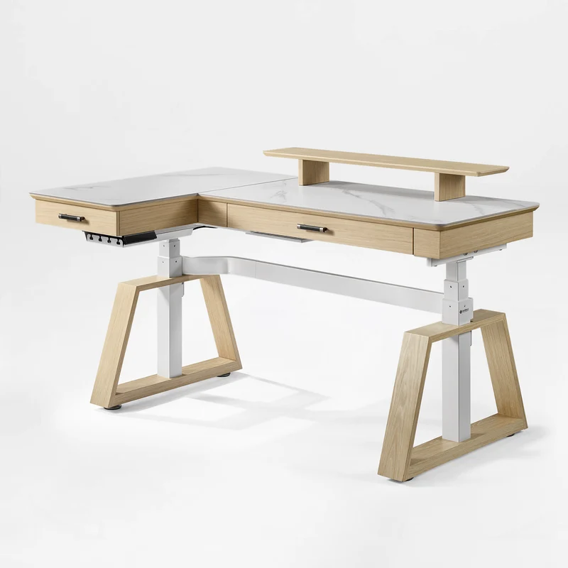 Ark Pro L-Shaped Standing Desk (Sintered Stone, 63"x23")
