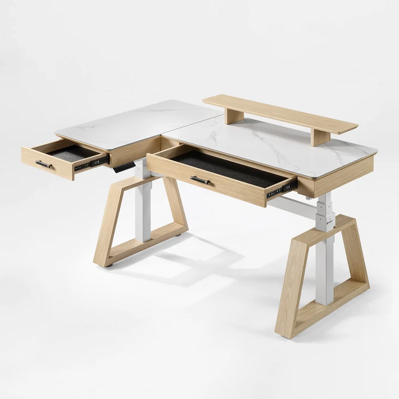 Ark Pro L-Shaped Standing Desk (Sintered Stone, 63"x23")