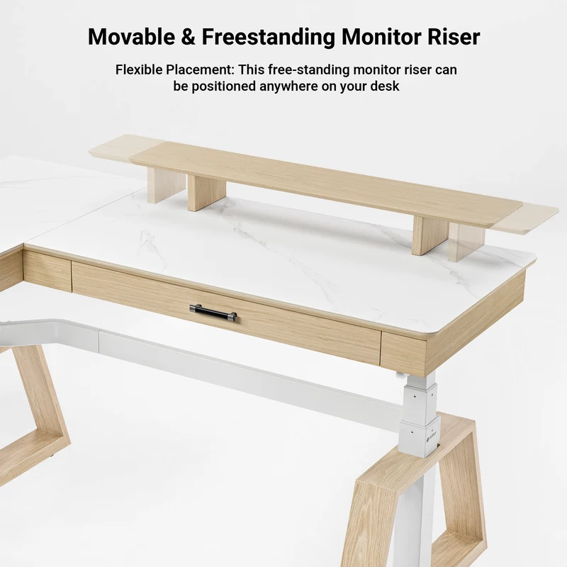 Ark Pro L-Shaped Standing Desk (Sintered Stone, 63"x23")