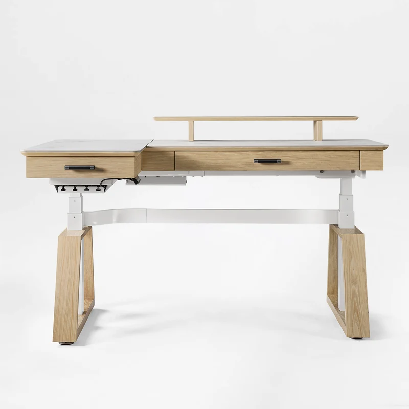 Ark Pro L-Shaped Standing Desk (Sintered Stone, 63"x23")