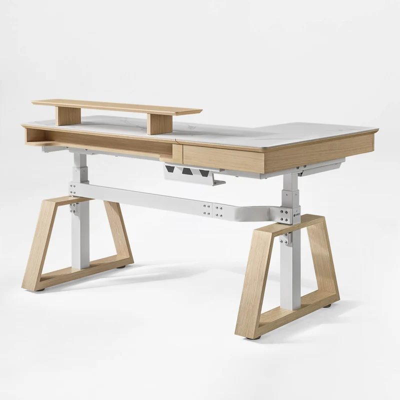 Ark Pro L-Shaped Standing Desk (Sintered Stone, 63"x23")