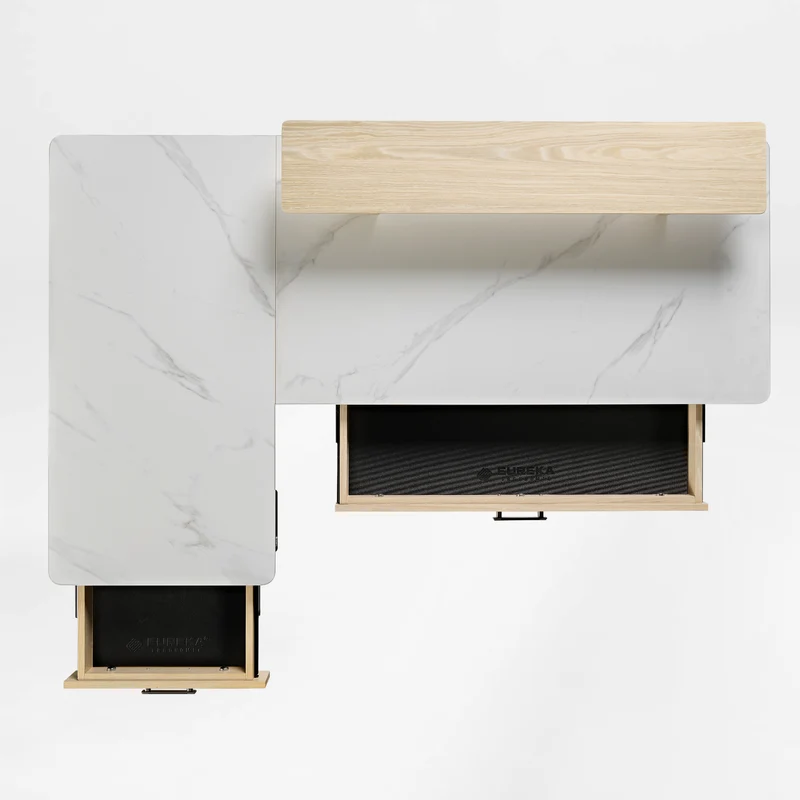 Ark Pro L-Shaped Standing Desk (Sintered Stone, 63"x23")
