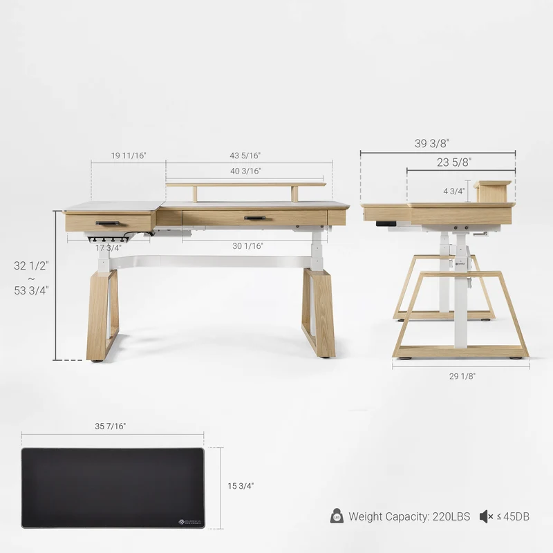 Ark Pro L-Shaped Standing Desk (Sintered Stone, 63"x23")