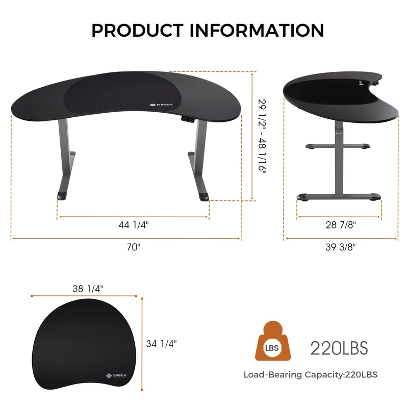 Cashew Shape Standing Desk (70"x39")