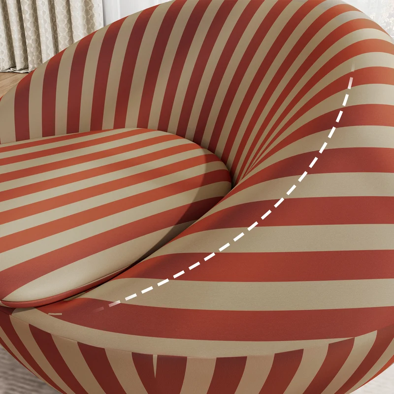 Lounge Chair-Red Yellow & Blue Yellow Stripe