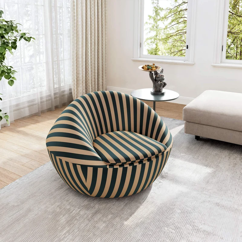 Lounge Chair-Red Yellow & Blue Yellow Stripe