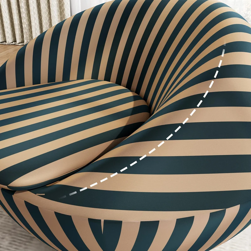 Lounge Chair-Red Yellow & Blue Yellow Stripe
