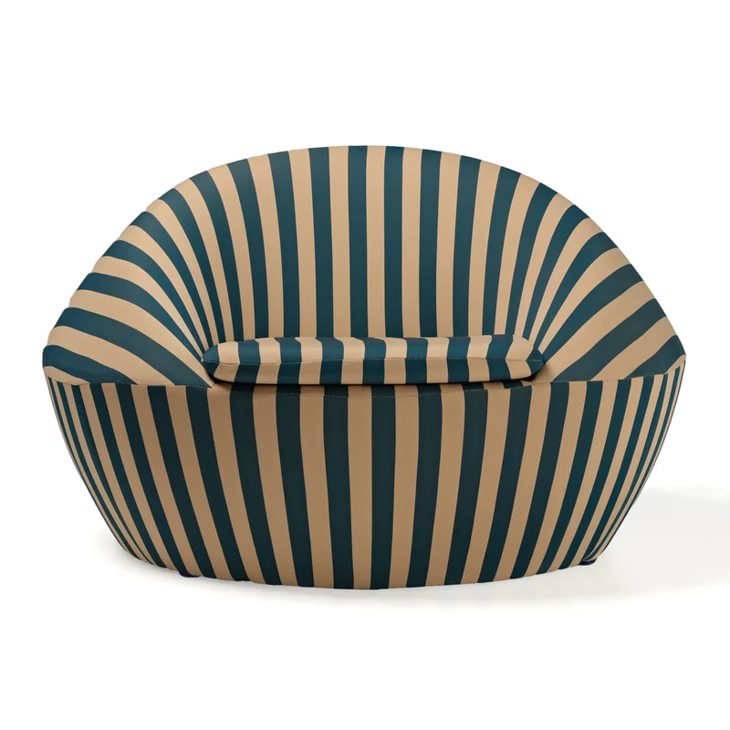 Lounge Chair-Red Yellow & Blue Yellow Stripe