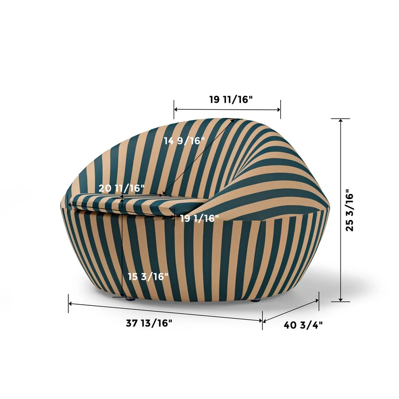 Lounge Chair-Red Yellow & Blue Yellow Stripe