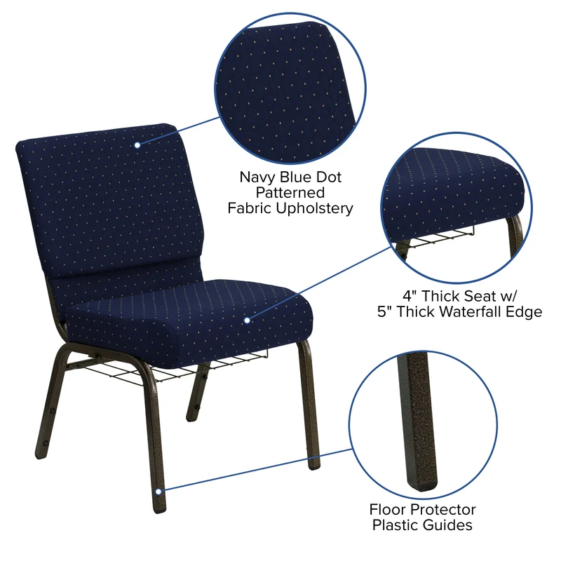 21"W Church/Reception Guest Chair with Communion Cup Book Rack