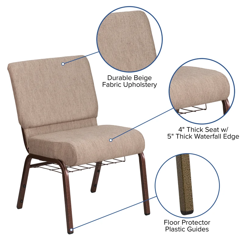 21"W Church/Reception Guest Chair with Communion Cup Book Rack