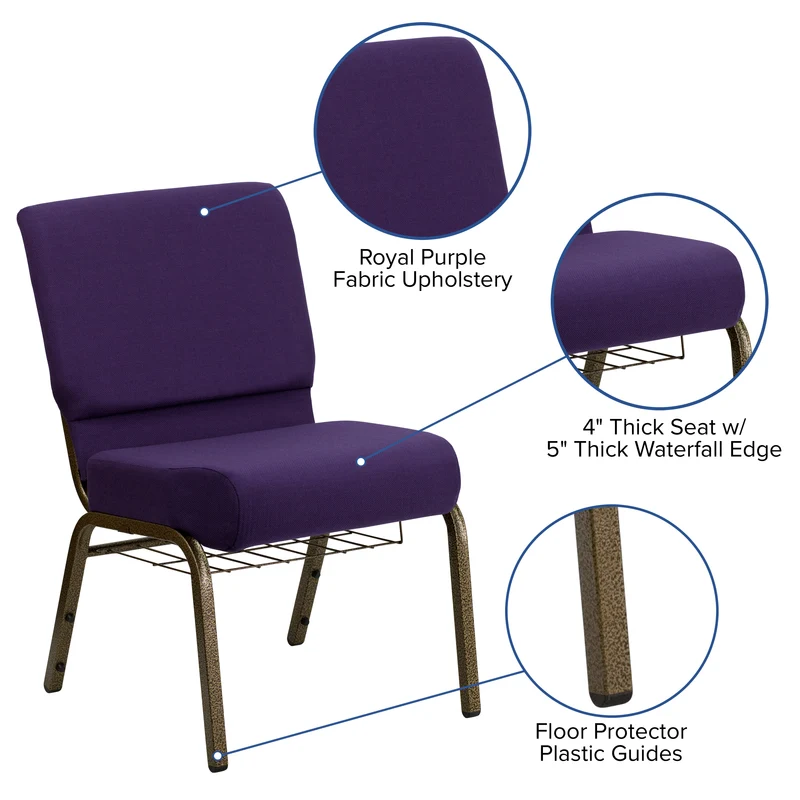 21"W Church/Reception Guest Chair with Communion Cup Book Rack