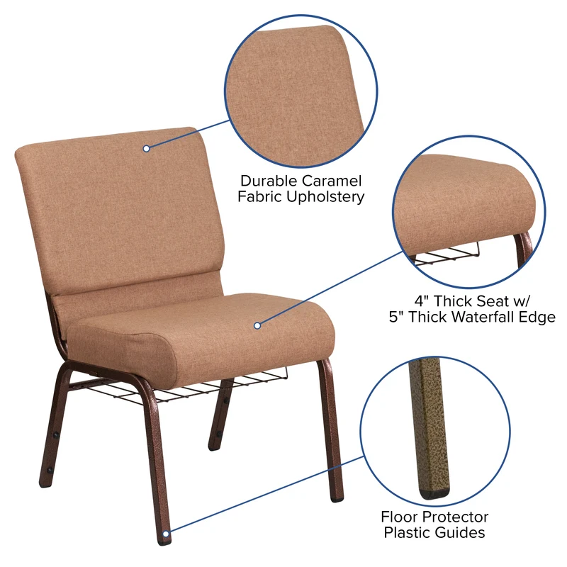 21"W Church/Reception Guest Chair with Communion Cup Book Rack