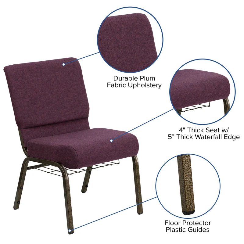 21"W Church/Reception Guest Chair with Communion Cup Book Rack