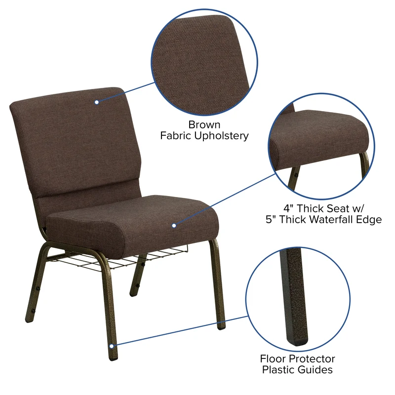 21"W Church/Reception Guest Chair with Communion Cup Book Rack