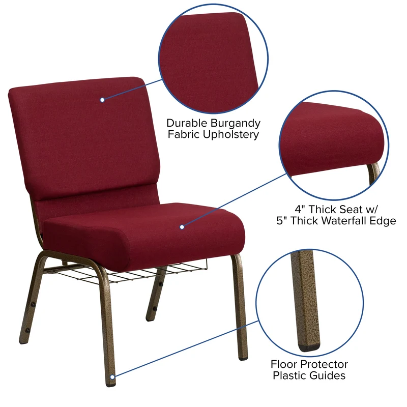 21"W Church/Reception Guest Chair with Communion Cup Book Rack