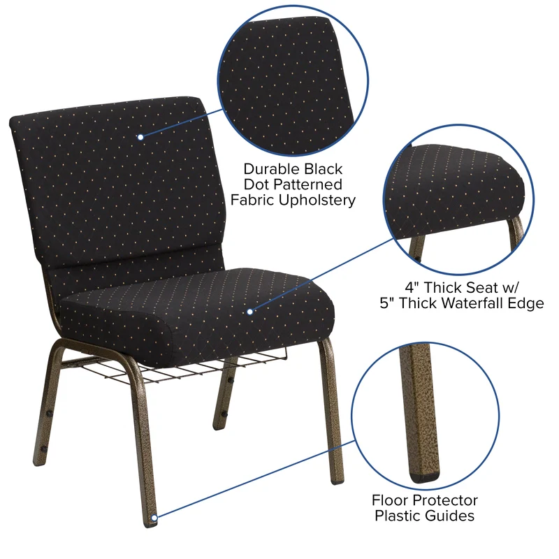 21"W Church/Reception Guest Chair with Communion Cup Book Rack