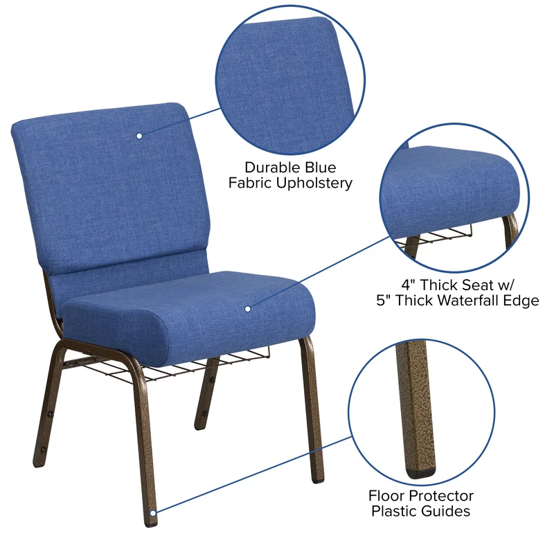 21"W Church/Reception Guest Chair with Communion Cup Book Rack
