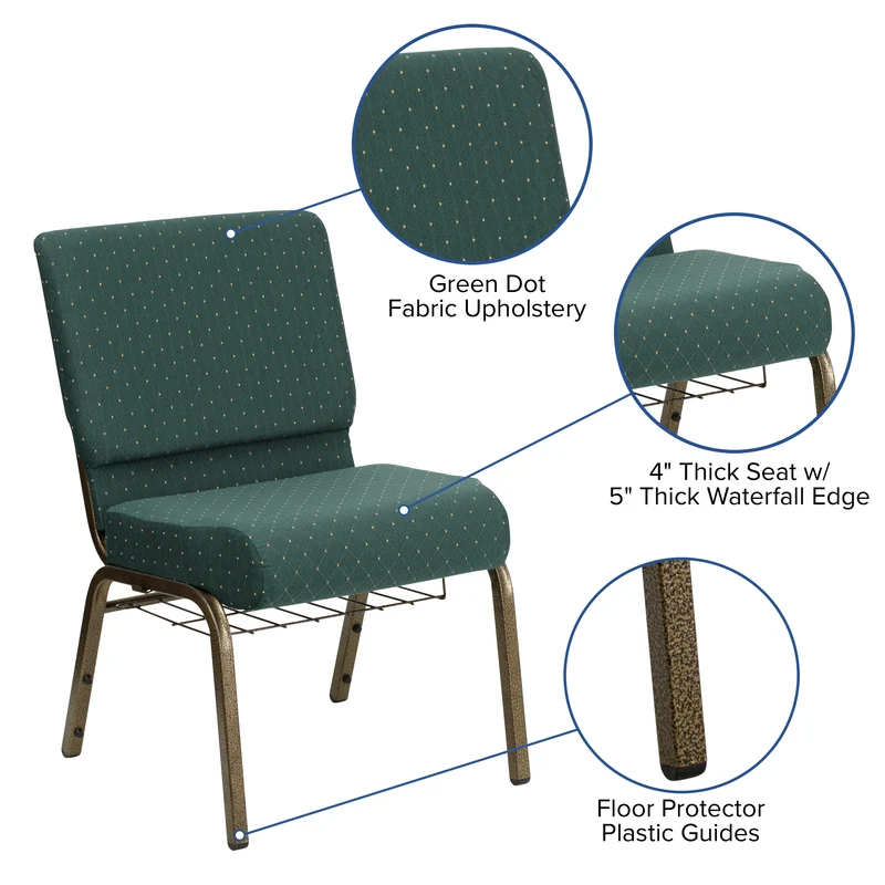 21"W Church/Reception Guest Chair with Communion Cup Book Rack