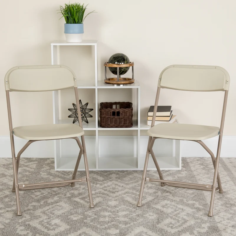 Set of 6 Stackable Folding Plastic Chairs - 650 LB Weight Capacity