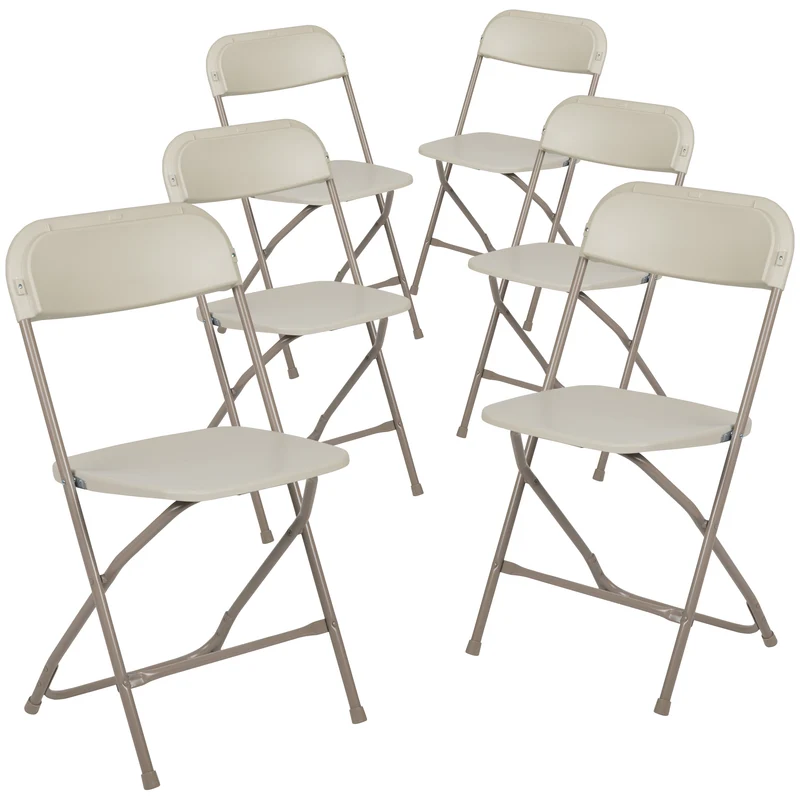 Set of 6 Stackable Folding Plastic Chairs - 650 LB Weight Capacity