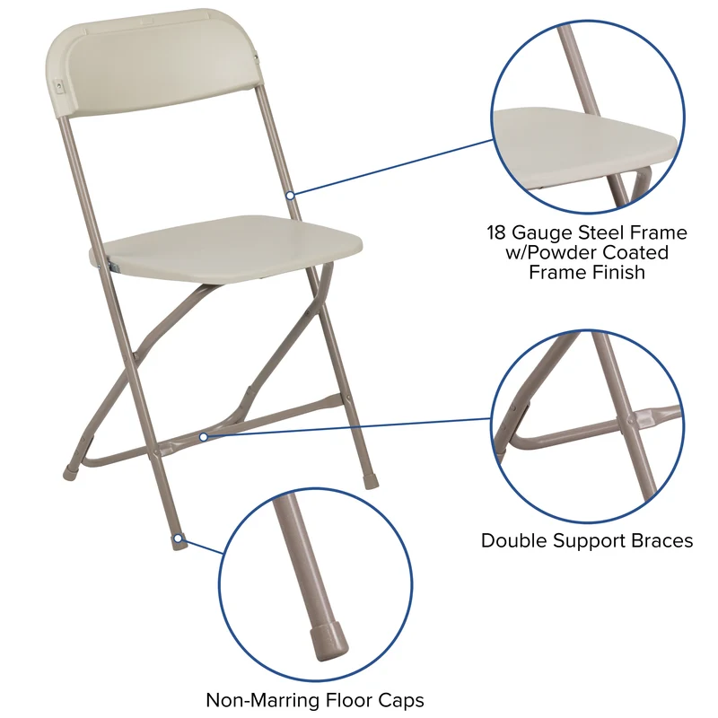 Set of 6 Stackable Folding Plastic Chairs - 650 LB Weight Capacity