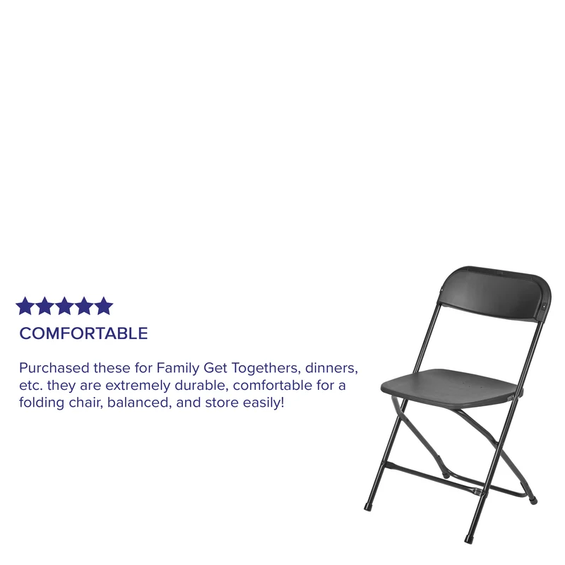 Set of 6 Stackable Folding Plastic Chairs - 650 LB Weight Capacity
