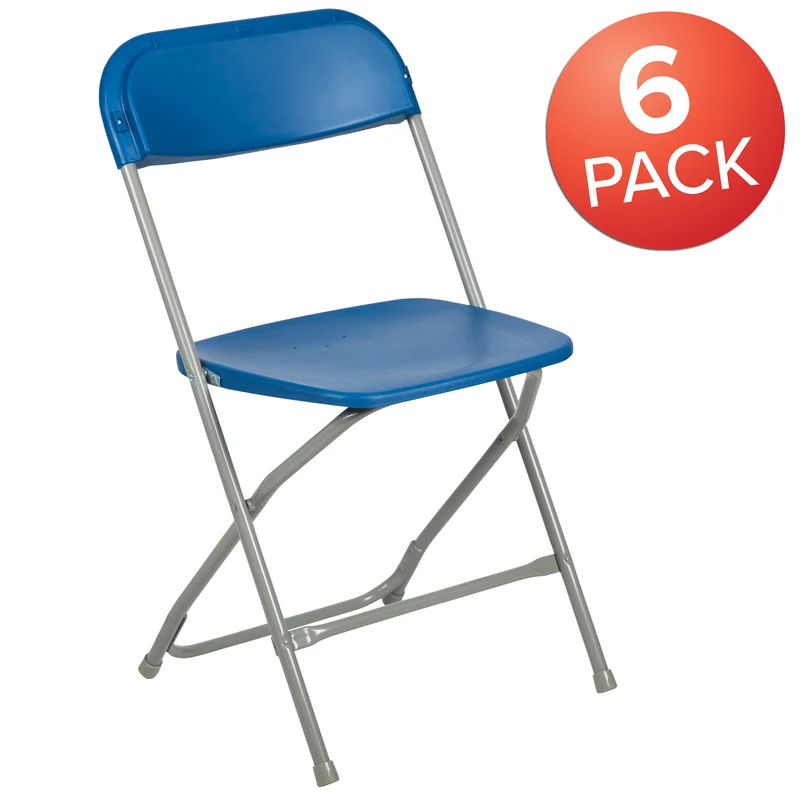 Set of 6 Stackable Folding Plastic Chairs - 650 LB Weight Capacity