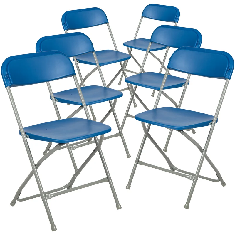 Set of 6 Stackable Folding Plastic Chairs - 650 LB Weight Capacity