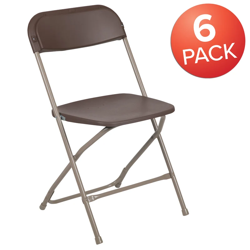 Set of 6 Stackable Folding Plastic Chairs - 650 LB Weight Capacity