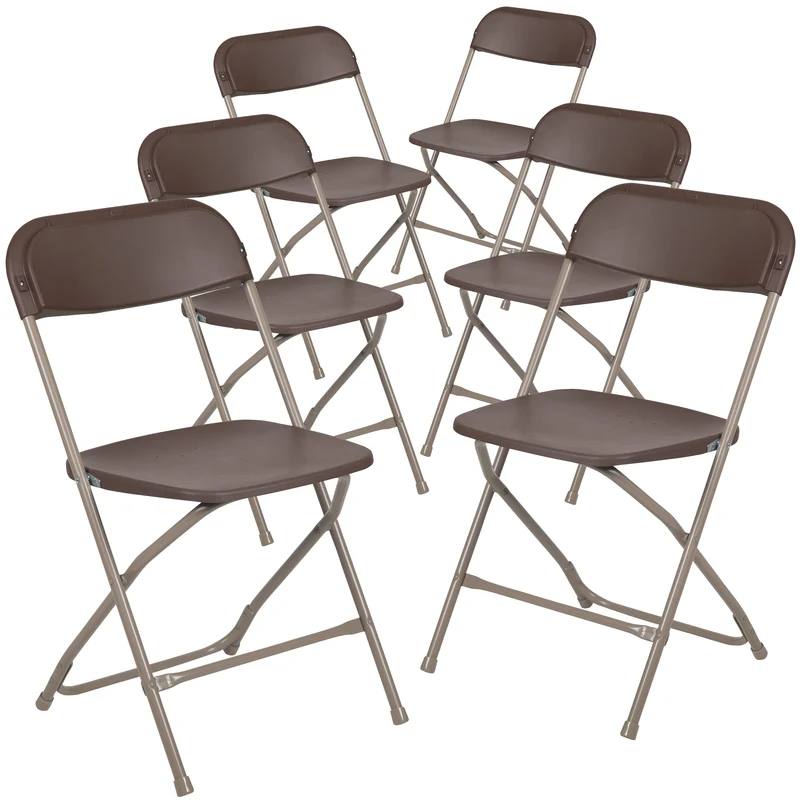 Set of 6 Stackable Folding Plastic Chairs - 650 LB Weight Capacity