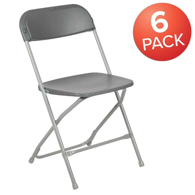 Set of 6 Stackable Folding Plastic Chairs - 650 LB Weight Capacity