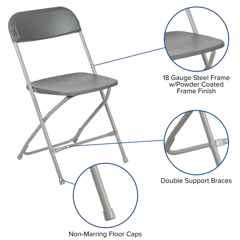 Set of 6 Stackable Folding Plastic Chairs - 650 LB Weight Capacity