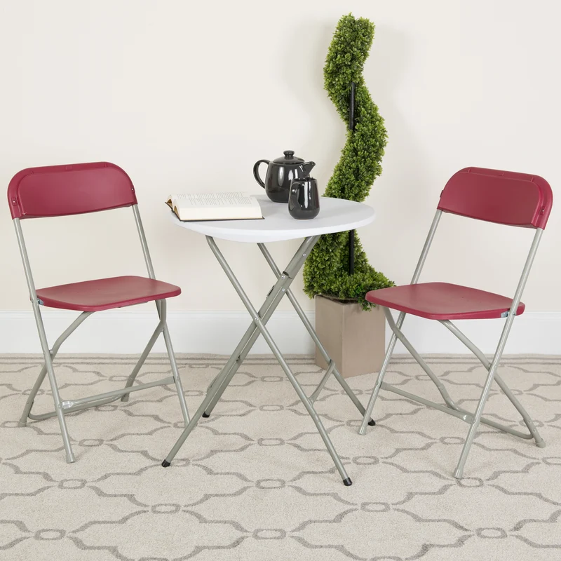 Set of 6 Stackable Folding Plastic Chairs - 650 LB Weight Capacity