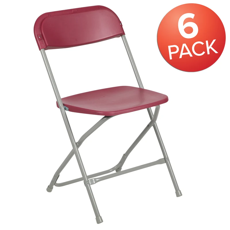 Set of 6 Stackable Folding Plastic Chairs - 650 LB Weight Capacity