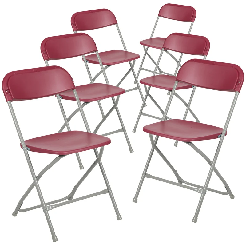 Set of 6 Stackable Folding Plastic Chairs - 650 LB Weight Capacity