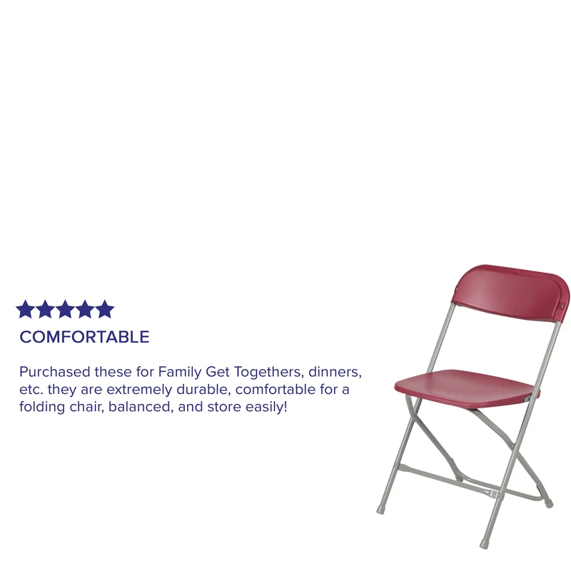 Set of 6 Stackable Folding Plastic Chairs - 650 LB Weight Capacity