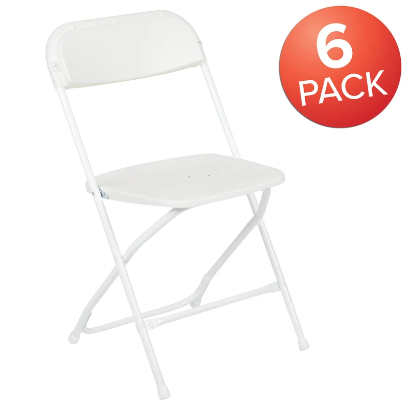 Set of 6 Stackable Folding Plastic Chairs - 650 LB Weight Capacity