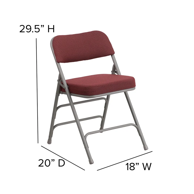 2 Pack Premium Curved Triple Braced & Hinged Fabric Upholstered Metal Folding Chair