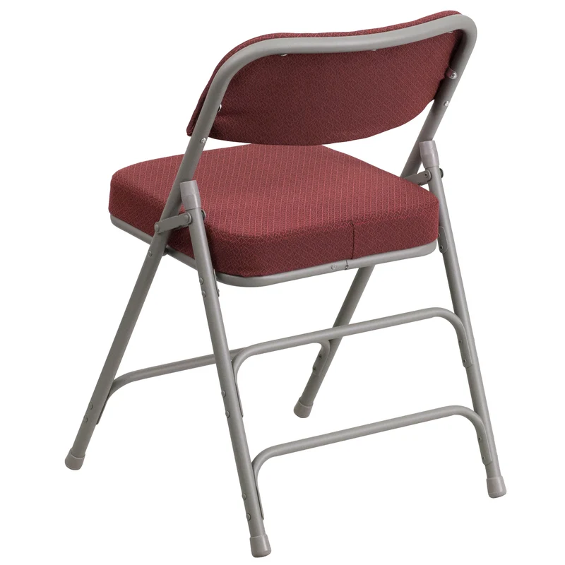 2 Pack Premium Curved Triple Braced & Hinged Fabric Upholstered Metal Folding Chair