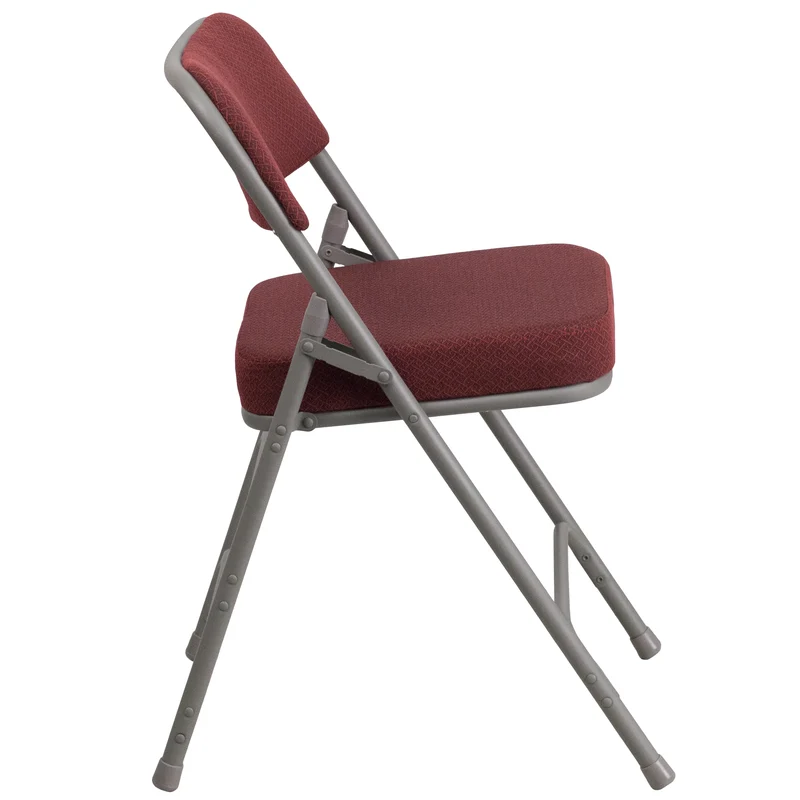 2 Pack Premium Curved Triple Braced & Hinged Fabric Upholstered Metal Folding Chair