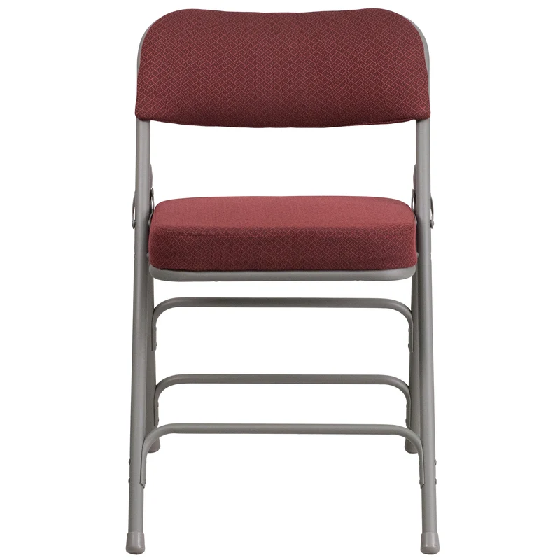 2 Pack Premium Curved Triple Braced & Hinged Fabric Upholstered Metal Folding Chair