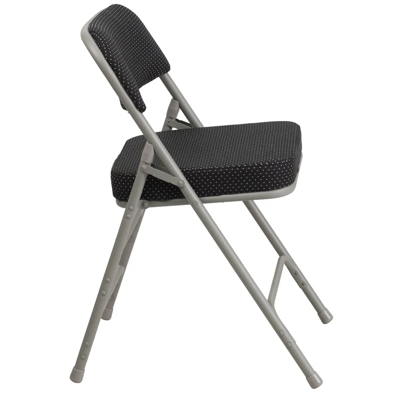 2 Pack Premium Curved Triple Braced & Hinged Fabric Upholstered Metal Folding Chair