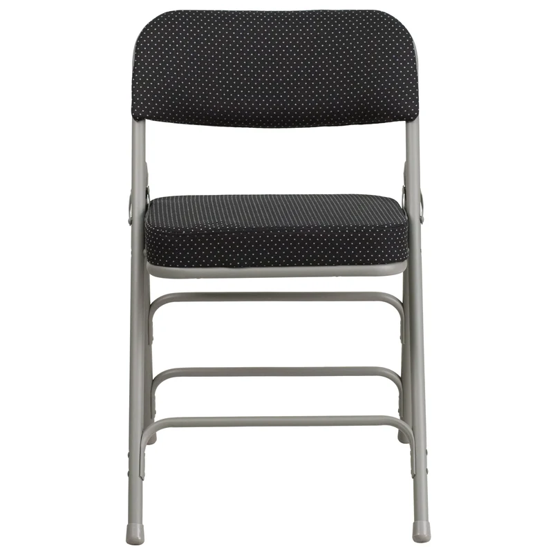 2 Pack Premium Curved Triple Braced & Hinged Fabric Upholstered Metal Folding Chair